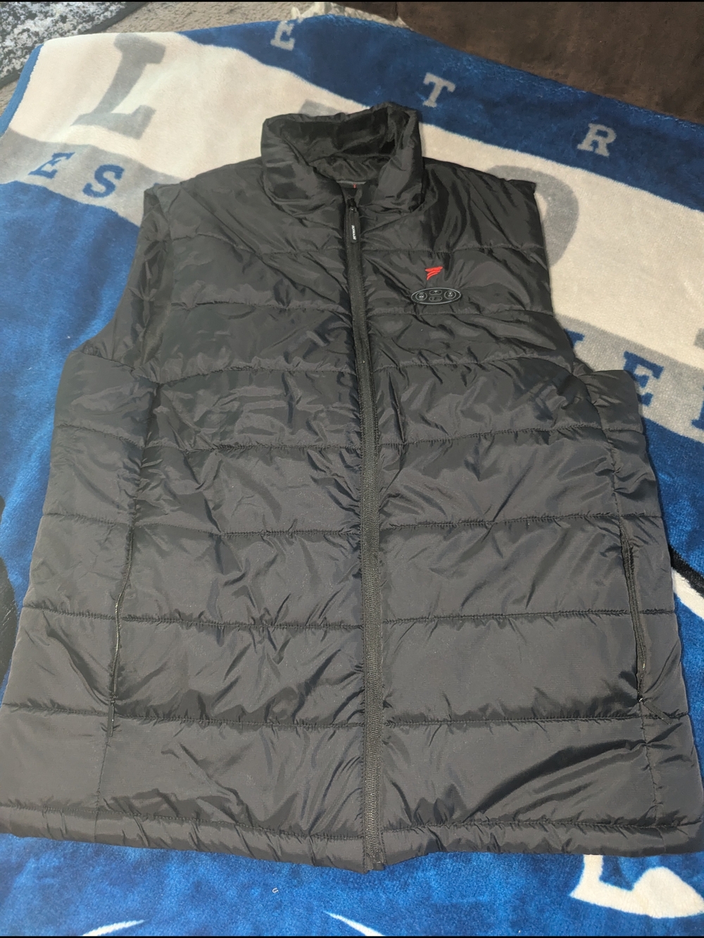 Men's Black Quilted Puffer Vest with Stand Collar Heated Vest